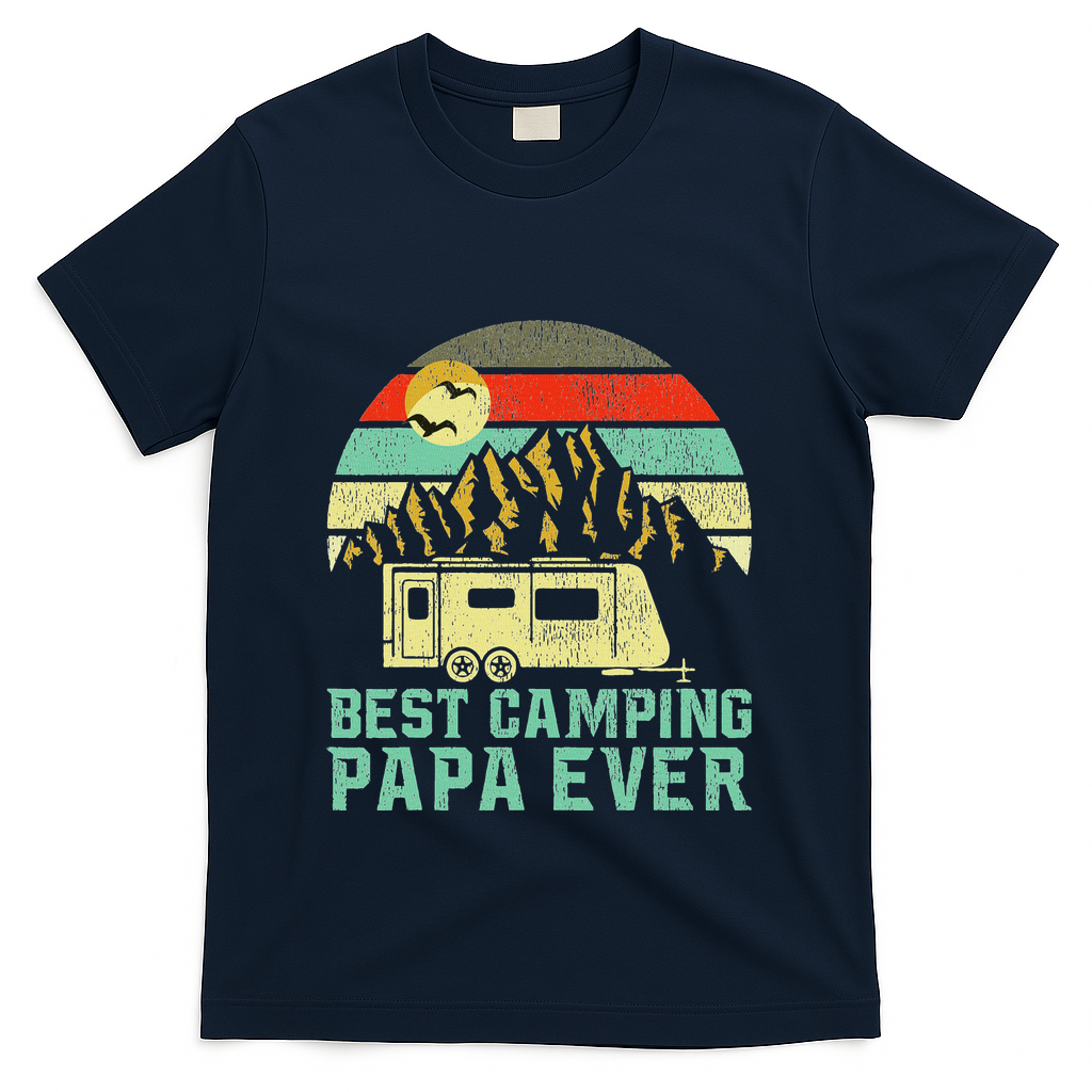 Best Camping Papa Ever Vintage Camper T-Shirt