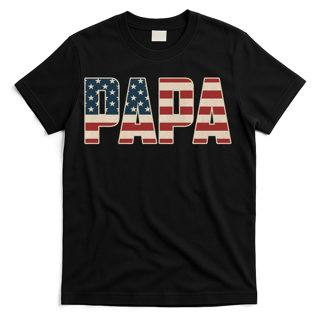Papa Bold Patriotic American Flag Father’s Day T-Shirt