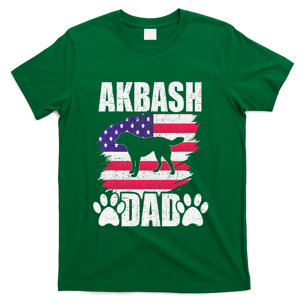 Akbash Dad Dog Lover American Us Flag T-Shirt