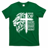 Man Of God Husband Daddy Protector Hero Dad Lion Jesus Cross T-Shirt