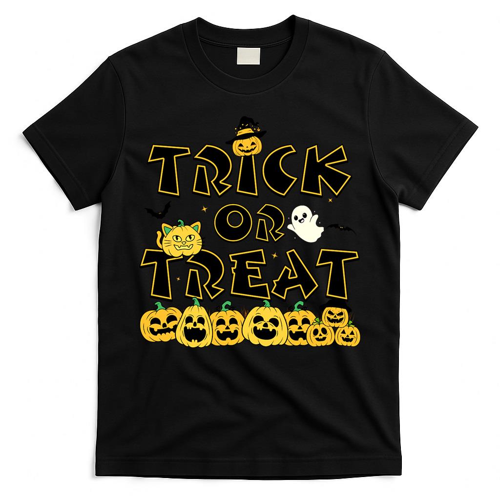 Trick Or Treat Pumpkin Cat Ghost Halloween Funny  Classic T-Shirt