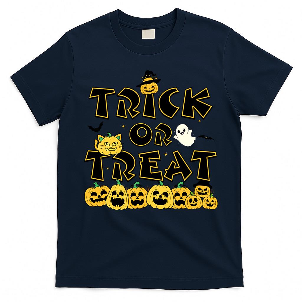 Trick Or Treat Pumpkin Cat Ghost Halloween Funny  Classic T-Shirt