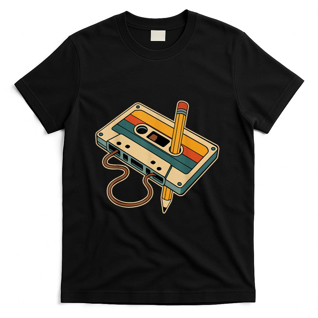 Retro Nostalgia - 80s 90s Retro Party Costume Nostalgia Cassette Tape Pencil T-Shirt