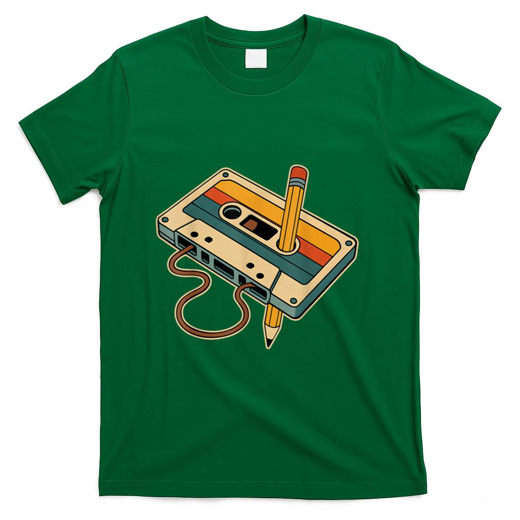 Retro Nostalgia - 80s 90s Retro Party Costume Nostalgia Cassette Tape Pencil T-Shirt