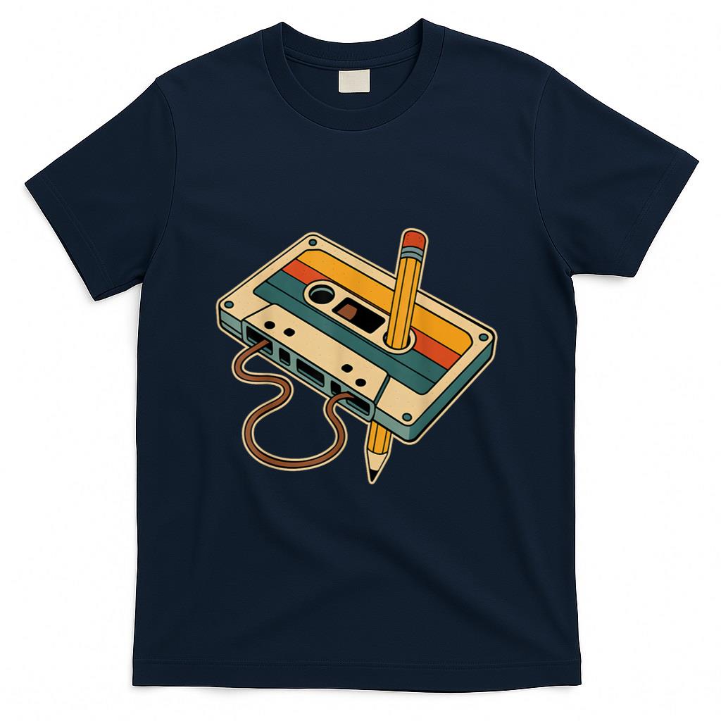 Retro Nostalgia - 80s 90s Retro Party Costume Nostalgia Cassette Tape Pencil T-Shirt