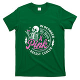 in October We Wear Pink Skeleton Breast Cancer Awareness T-Shirt