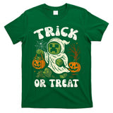 Funny Halloween Gamer Pixel Kids Trick or Treat Pumpkin T-Shirt