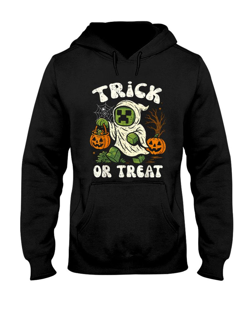Funny Halloween Gamer Pixel Kids Trick or Treat Pumpkin T-Shirt