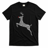 Wordy Reindeer Christmas T-Shirt - Black