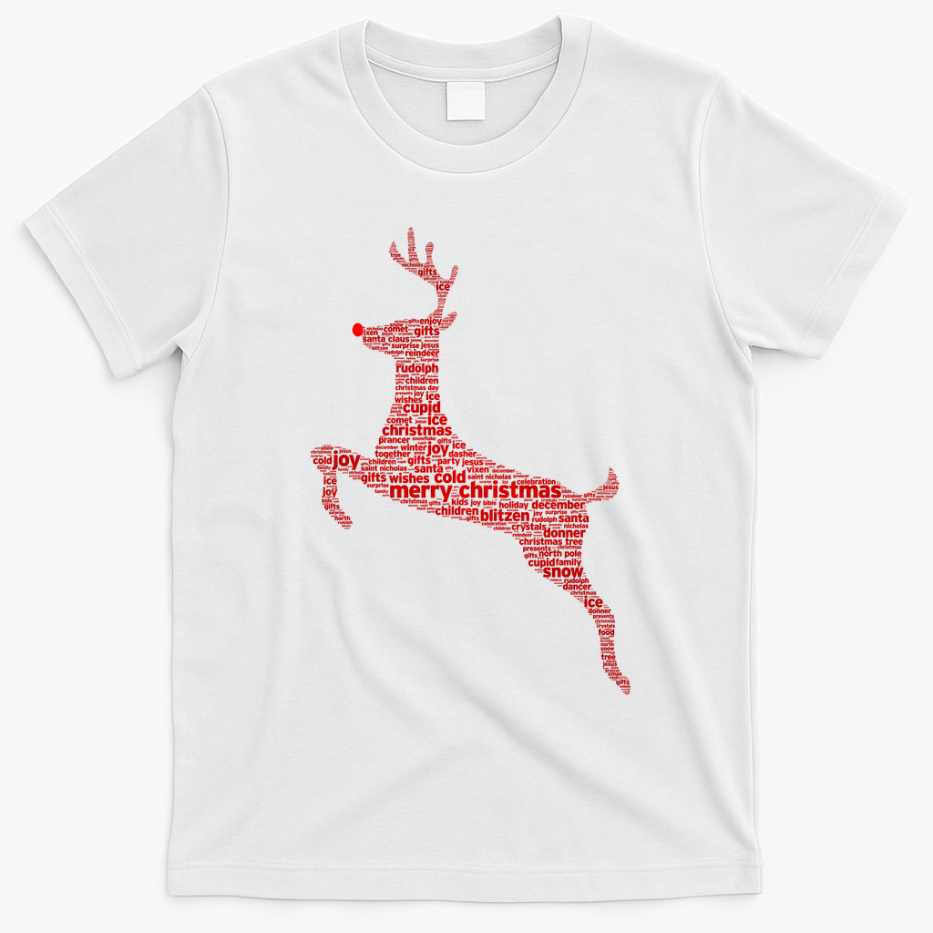 Wordy Reindeer Christmas T-Shirt - White