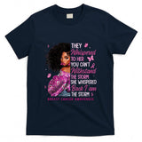 Breast Cancer Awareness Shirts Black Women Girl Pink Ribbon T-Shirt