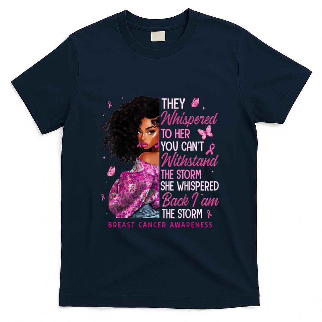 Breast Cancer Awareness Shirts Black Women Girl Pink Ribbon T-Shirt