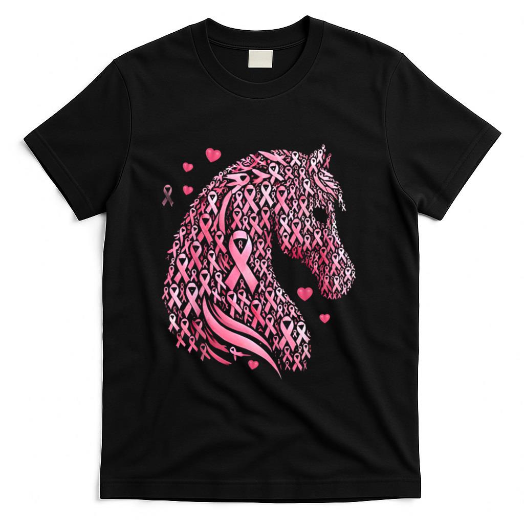 in October We Wear Pink Cute Horse Breast Cancer Awareness T-Shirt