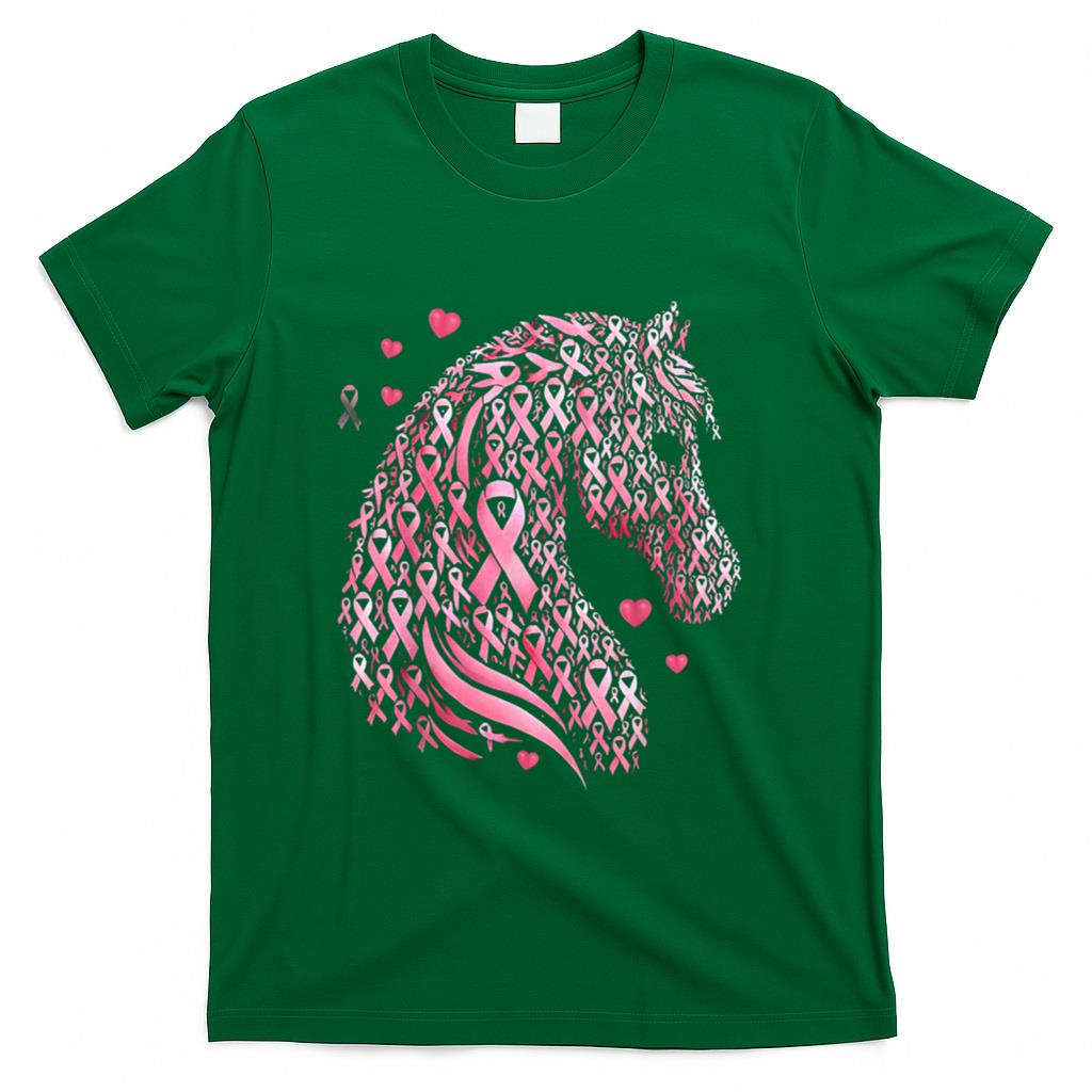 in October We Wear Pink Cute Horse Breast Cancer Awareness T-Shirt