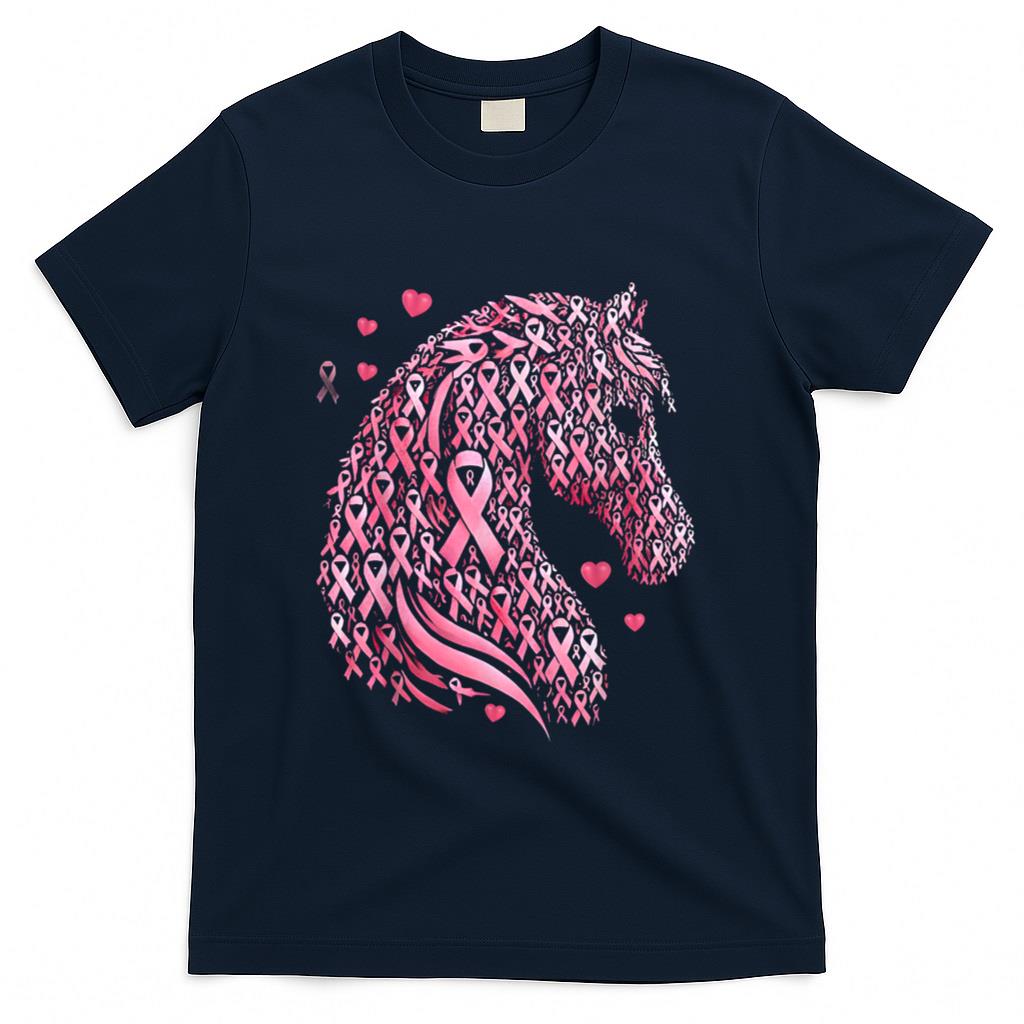 in October We Wear Pink Cute Horse Breast Cancer Awareness T-Shirt