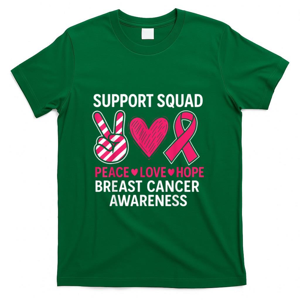 Support Squad Breast Cancer Awareness Groovy Pink Ribbon T-Shirt