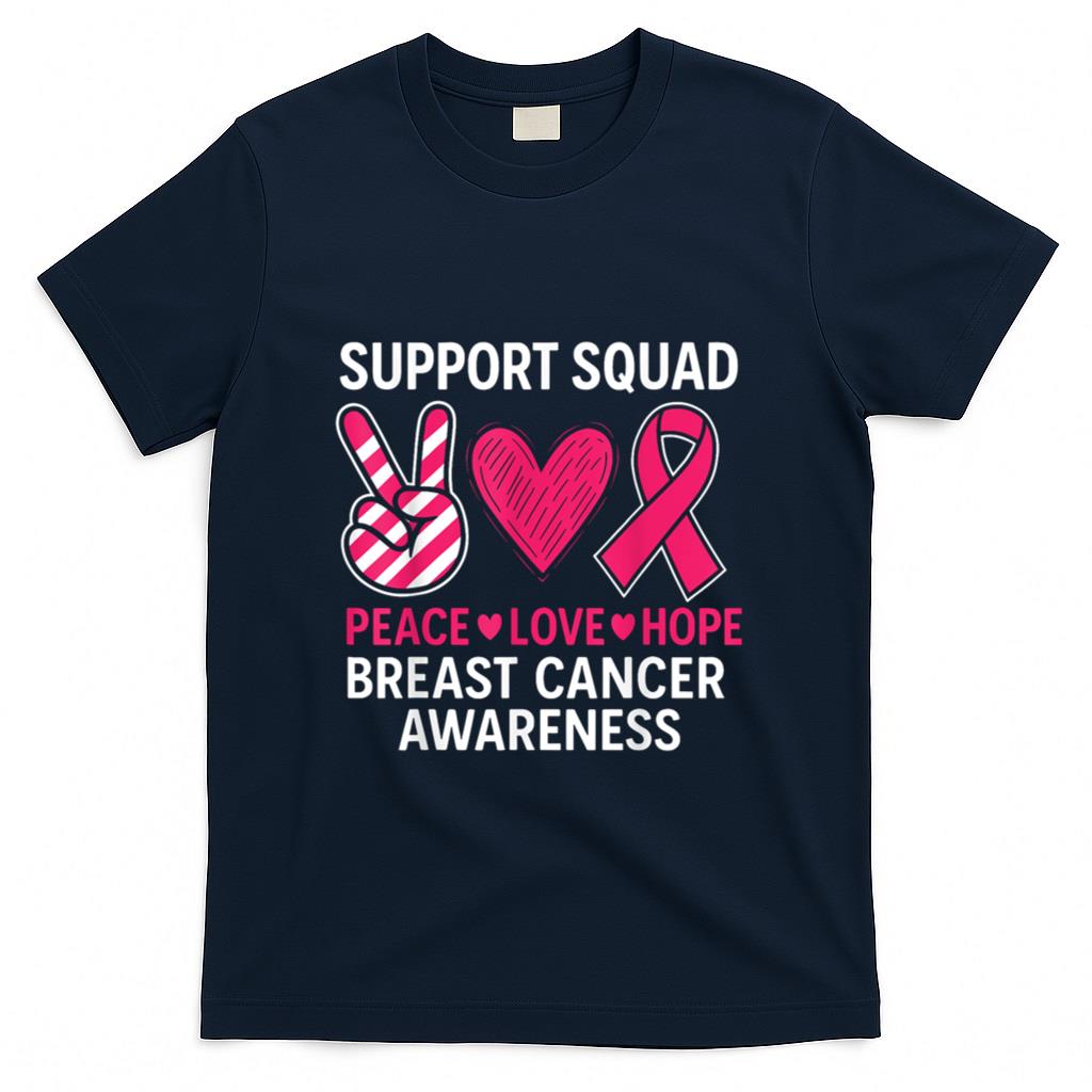 Support Squad Breast Cancer Awareness Groovy Pink Ribbon T-Shirt