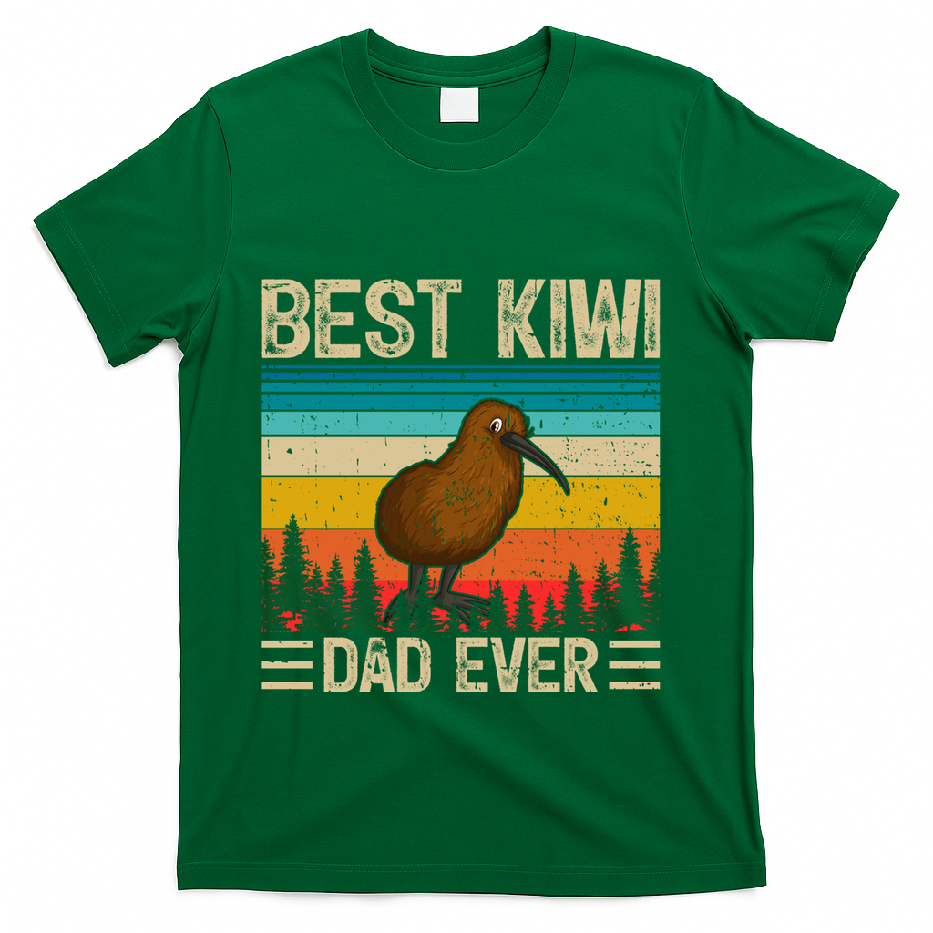 Kiwi Bird Vintage Funny Best Kiwi Dad Ever FatherS Day Gift T-Shirt