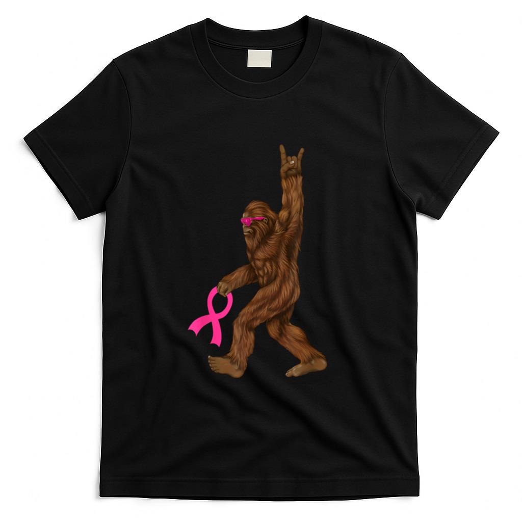 Bigfoot Breast Cancer Funny Sasquatch Pink Ribbon T-Shirt