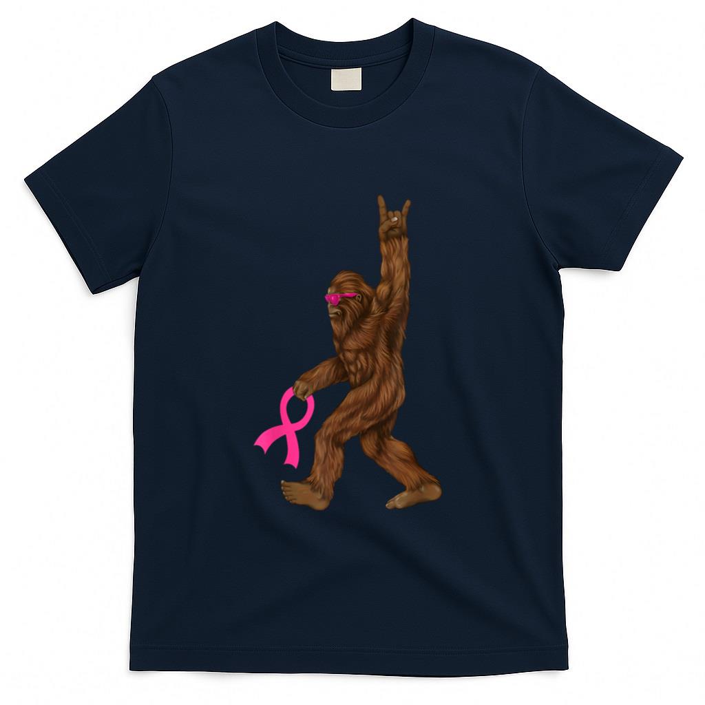 Bigfoot Breast Cancer Funny Sasquatch Pink Ribbon T-Shirt