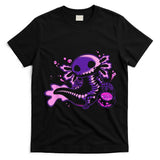 Cute Axolotl Skeleton Halloween Pumpkin Candy Trick or Treat T-Shirt