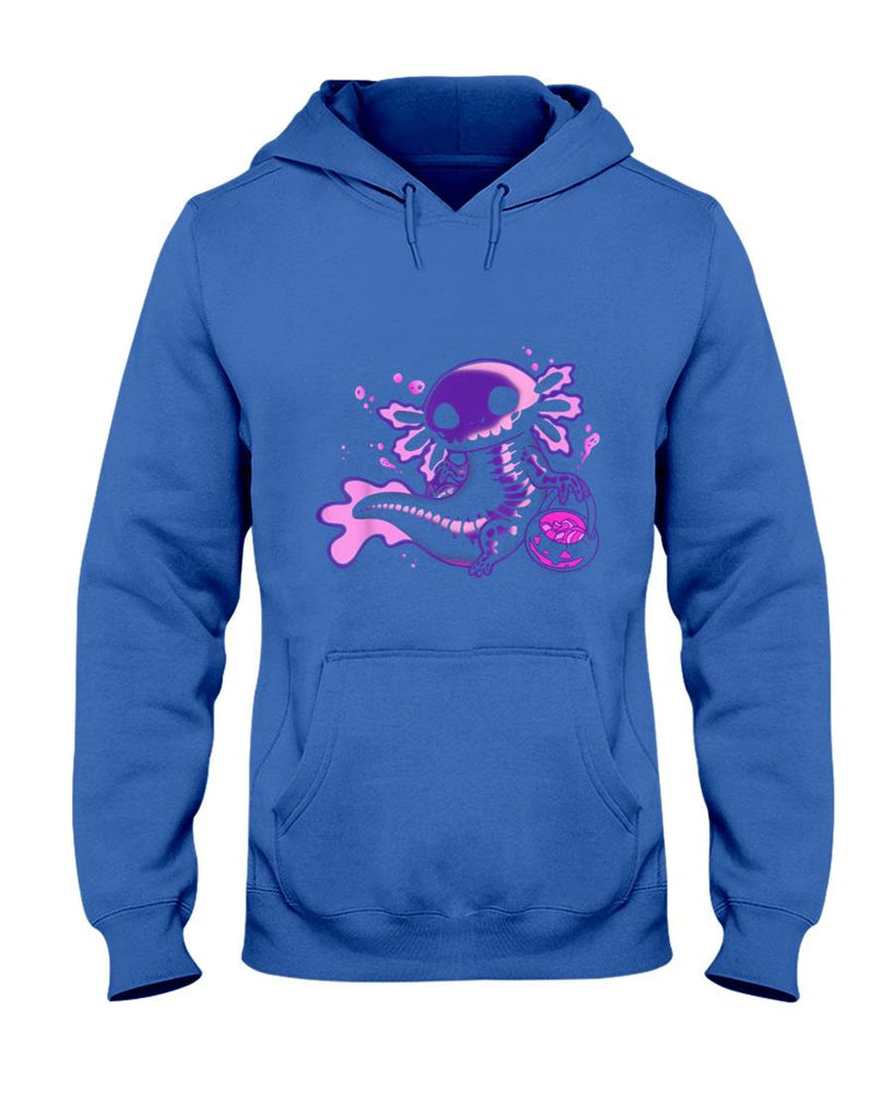 Cute Axolotl Skeleton Halloween Pumpkin Candy Trick or Treat T-Shirt