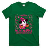 Womens In October We Wear Pink Breast Cancer Awareness Halloween V-Neck T-Shirt