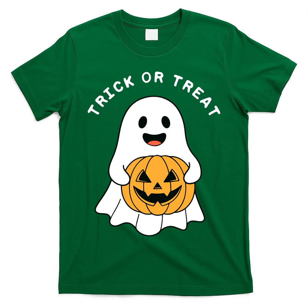 Trick or Treat Cute Ghost Halloween Pumpkin Oversized T-Shirt