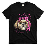 Breast Cancer Awareness Shih Tzu Dog Pink Ribbon Survivor T-Shirt