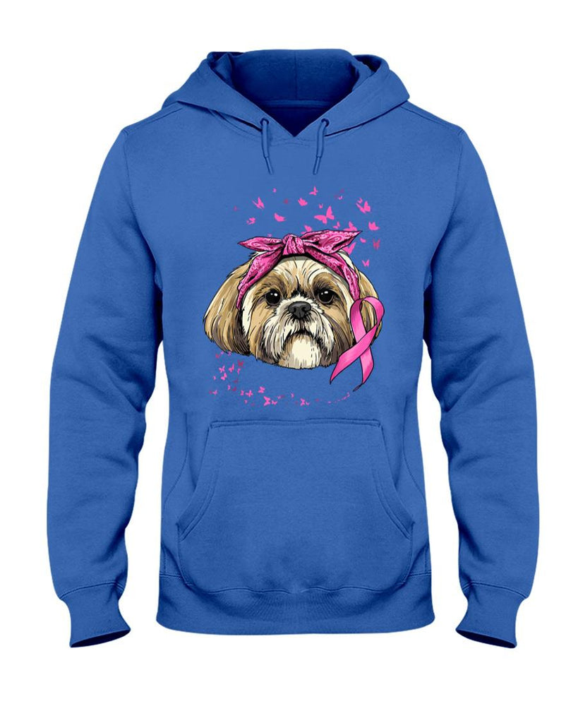 Breast Cancer Awareness Shih Tzu Dog Pink Ribbon Survivor T-Shirt