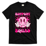 Groovy Smile Face Pink Ribbon Support Squad Breast Cancer T-Shirt