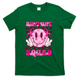 Groovy Smile Face Pink Ribbon Support Squad Breast Cancer T-Shirt