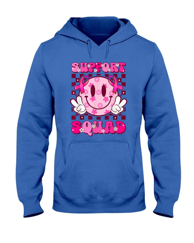 Groovy Smile Face Pink Ribbon Support Squad Breast Cancer T-Shirt