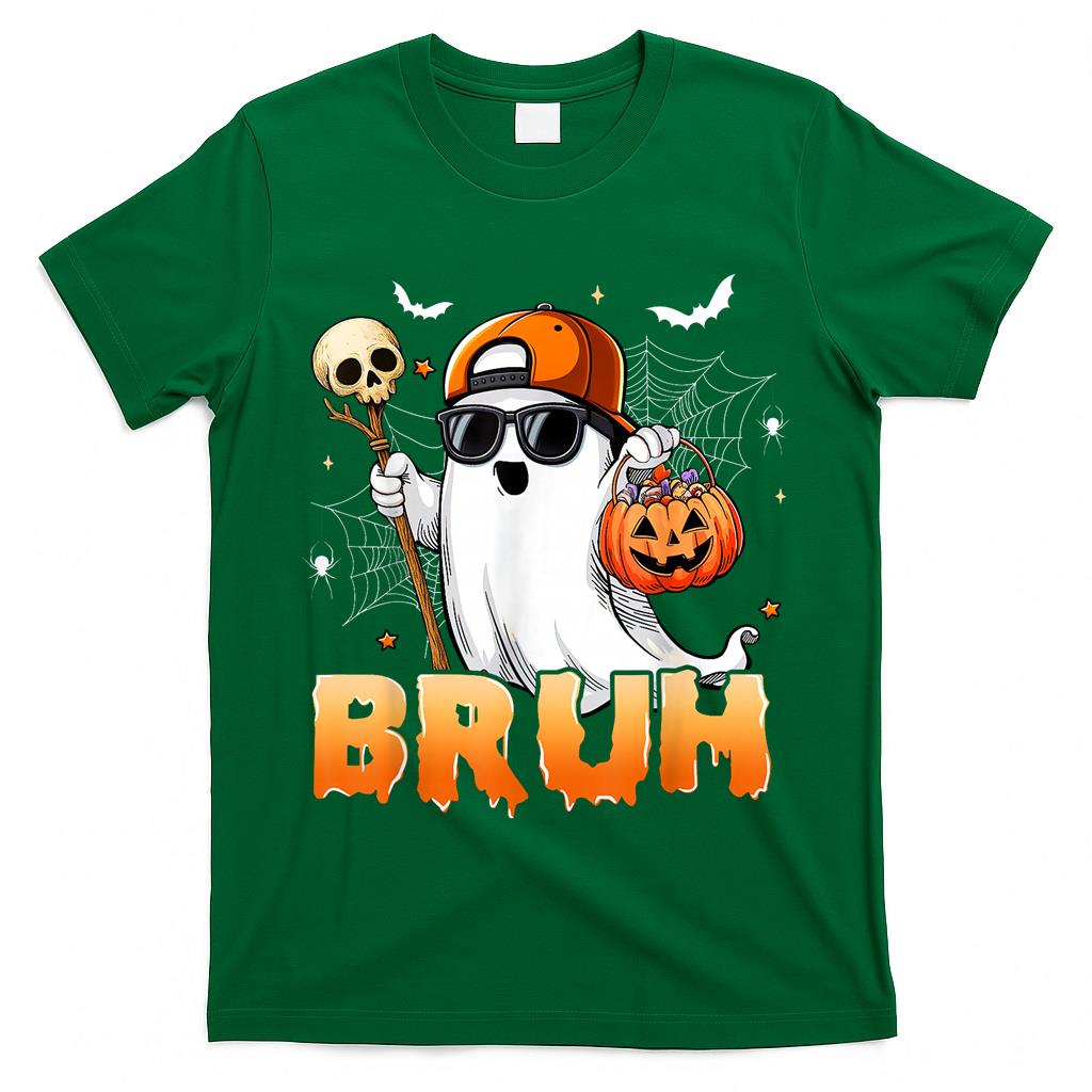 Bruh Ghost Halloween Shirts Kids Boys Ghost Trick Or Treat T-Shirt