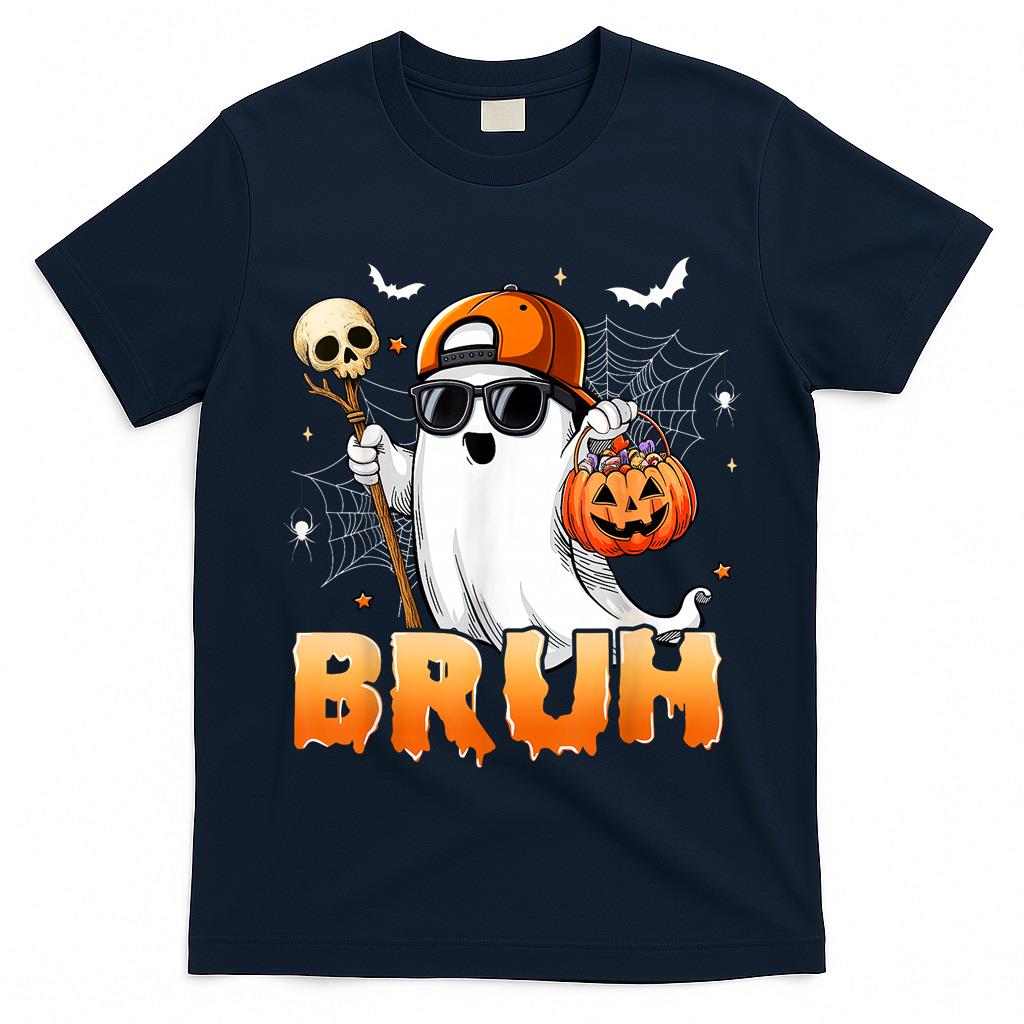 Bruh Ghost Halloween Shirts Kids Boys Ghost Trick Or Treat T-Shirt