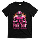 Pink Out Tackle Breast Cancer Football Aware Men Boys Kids T-Shirt