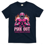 Pink Out Tackle Breast Cancer Football Aware Men Boys Kids T-Shirt