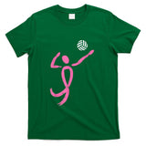 Volleyball Pink Ribbon Breast Cancer Awareness Sport Gift T-Shirt