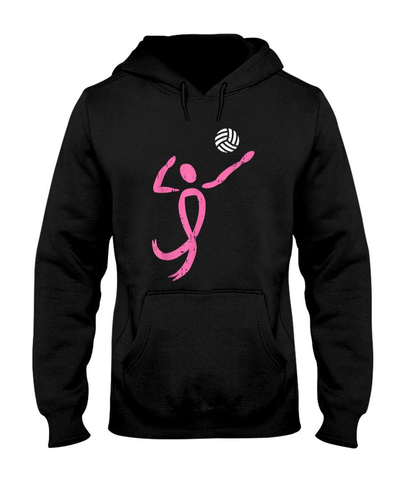 Volleyball Pink Ribbon Breast Cancer Awareness Sport Gift T-Shirt