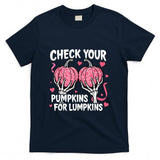 Check Your Pumpkins Breast Cancer Awareness Halloween Women T-Shirt_1