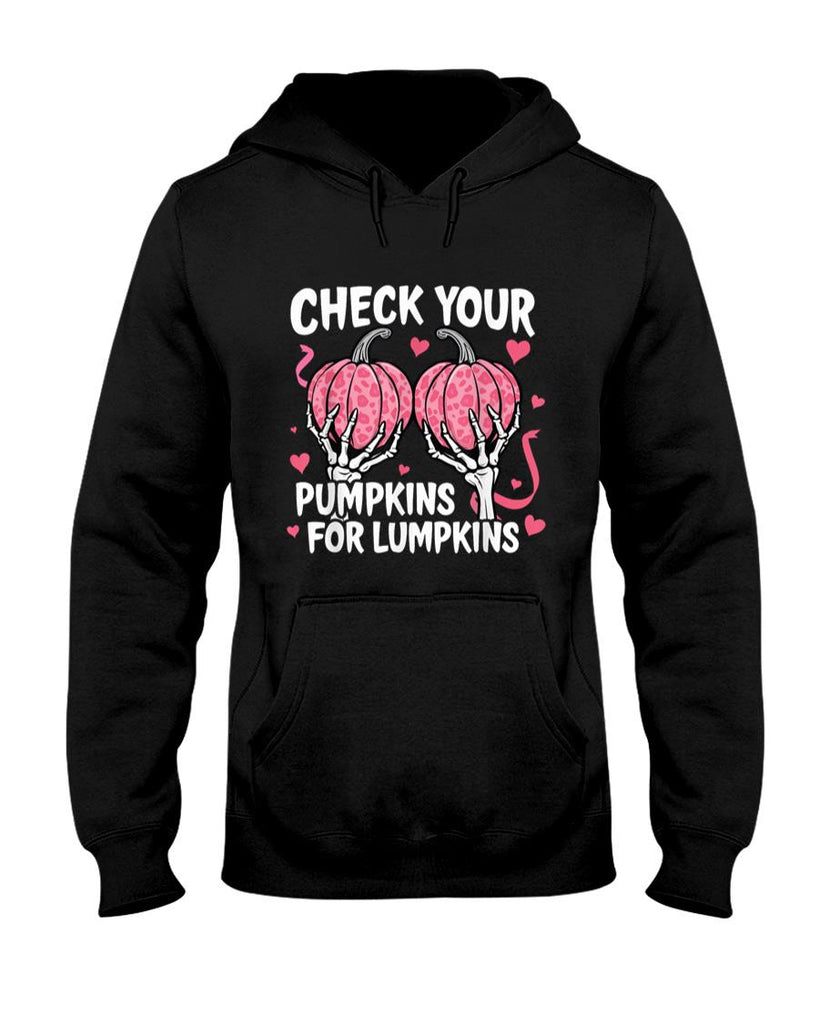 Check Your Pumpkins Breast Cancer Awareness Halloween Women T-Shirt_1