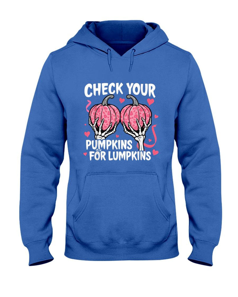 Check Your Pumpkins Breast Cancer Awareness Halloween Women T-Shirt_1