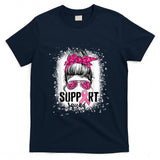Support Squad Messy Bun Pink Warrior Breast Cancer Awareness T-Shirt