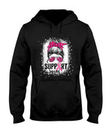 Support Squad Messy Bun Pink Warrior Breast Cancer Awareness T-Shirt