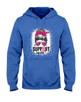 Support Squad Messy Bun Pink Warrior Breast Cancer Awareness T-Shirt