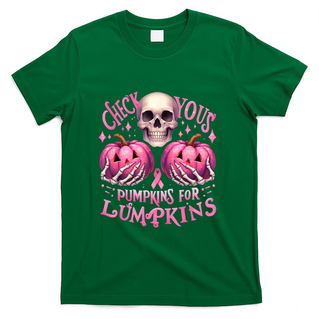 Check Your Pumpkins For Lumpkins Halloween Breast Cancer T-Shirt