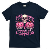 Check Your Pumpkins For Lumpkins Halloween Breast Cancer T-Shirt
