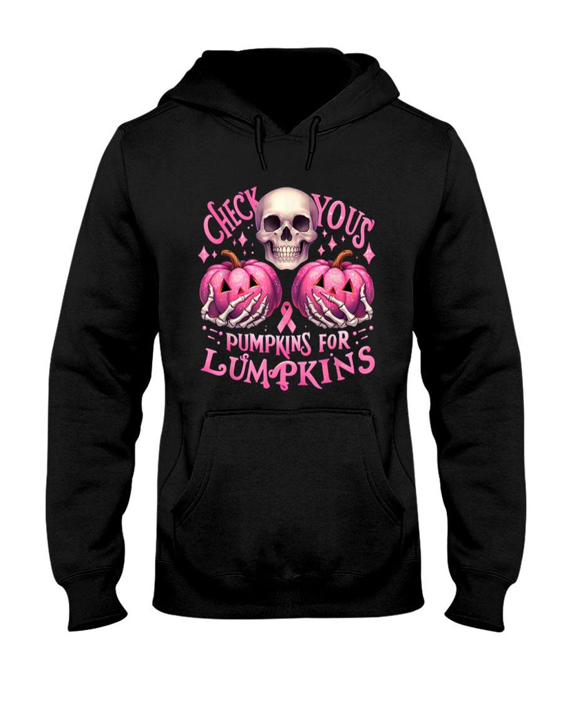 Check Your Pumpkins For Lumpkins Halloween Breast Cancer T-Shirt