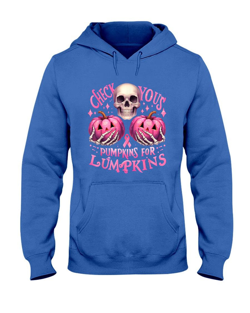 Check Your Pumpkins For Lumpkins Halloween Breast Cancer T-Shirt