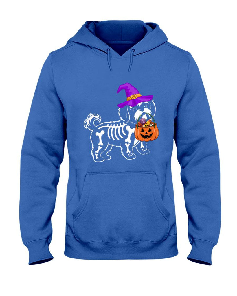 Shih Tzu Dog Halloween Spooky Skeleton Trick or Treat Long Sleeve T-Shirt